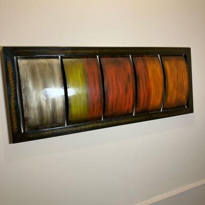 Metal Modern Art | Unusual Contemporary Wall Art. Art and frame are metal. - l. 41.5” x w. 1.125” x h. 16” in

