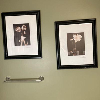 (2pc) Pr. Floral Prints | Two Floral photo prints in a sepia tone. Nicely framed. - l. 19.25” x w. 1” x h. 23” in

