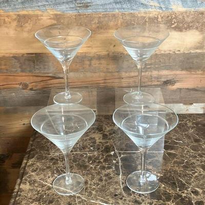(4pc) Krosno Classic Martini Glasses | Four Krosno, Poland Elegant Martini Glasses. - h. 7” x dia. 5.5” in

