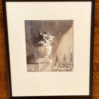Framed Original Still Life Watercolor Painting by Cy DeCosse