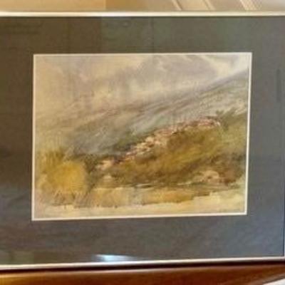 Original Watercolor Painting by Cy DeCosse – View of Tuscan Hills Outside Galluzzo.