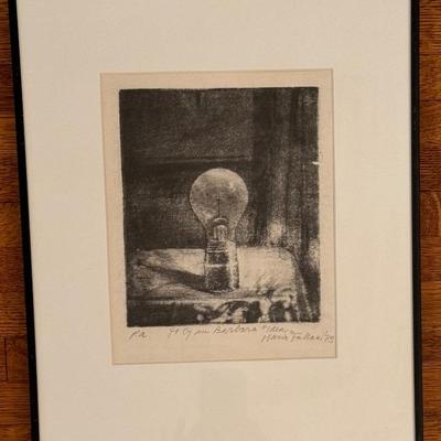 Black and White Framed Limited Edition Hand Printed Lithograph by Mario Fallani 
