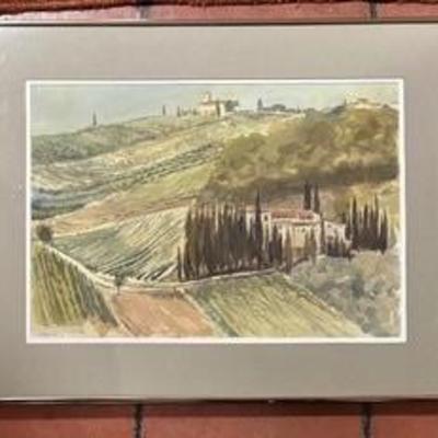Original Watercolor Italian Landscape Painting by Cy DeCosse