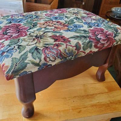 Needlepoint footstool with storage