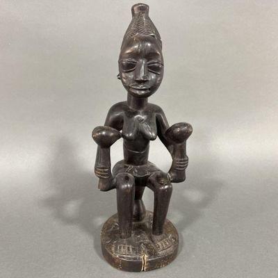 Lot 136 | Carved Wooden Figure Seated Woman
