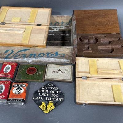 Lot 252 | Vernors Crate, Cigarette Tins, Empty Tool Boxes
