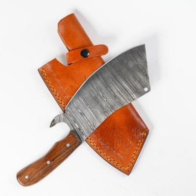 Lot 103q | Handmade Damascus Steel Butcher Knife
