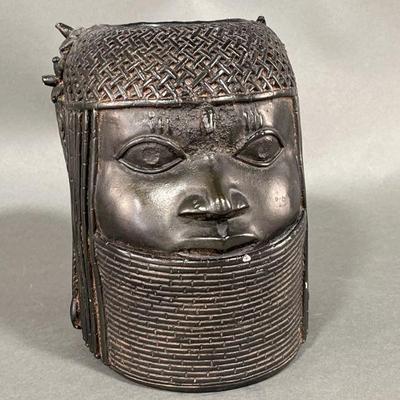 Lot 99 | Benin Commemorative Brass Oba Head
