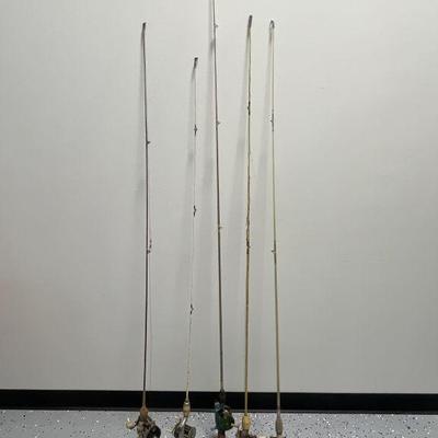 Lot 354 | 5 Vintage Reels & Rods 2 Steel Fishing Rods
