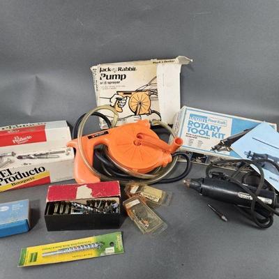Lot 284 | Rotary Tool Kit, Jack Rabbit Pump, & More
