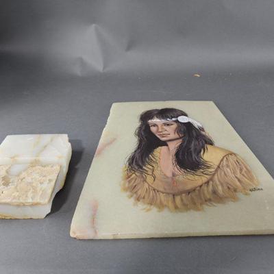 Lot 193 | Indian Painting on A Slab of Green Quartz
