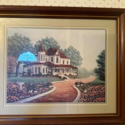 Homco Home Interiors Picture Victorian White House Red Driveway 
