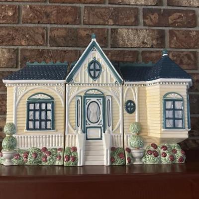 Vintage 1998 Cracker Barrel Victorian House 3 Canister Set