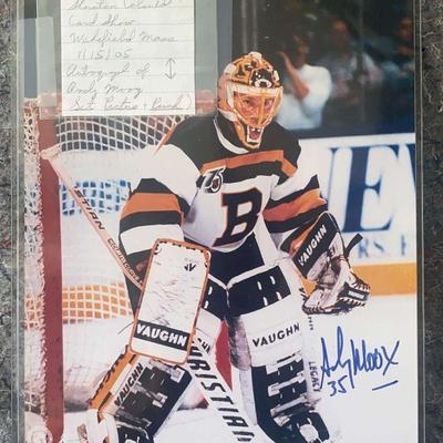 SL418 Signed Andy Moog, Boston Bruins NHL Photo File