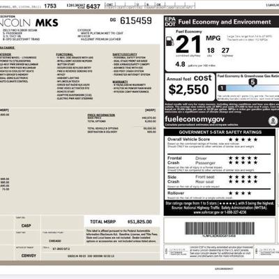 original door price for the 2013 Lincol MKS $12,500