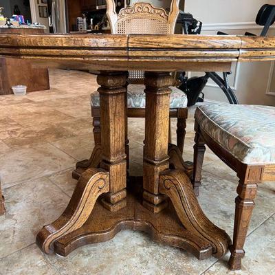 Dining Table and Six Chairs with Two Leaves and a set of Pads
$250.00