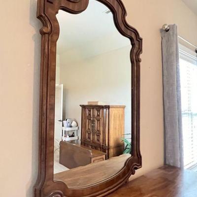 Dresser with Mirror by Burlington measuring 72" wide, 21" deep, and 33" tall without the mirror. 
$225