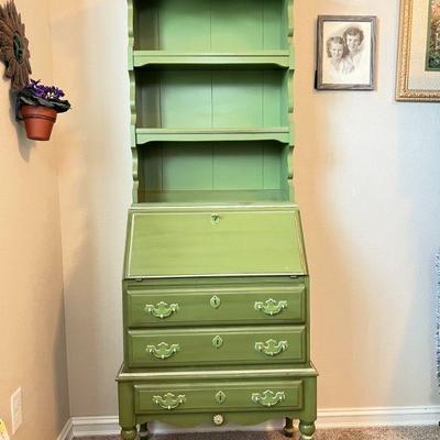 Sweet Green Secretarty
26" wide 15" deep, and 70.5" tall 
$185.00