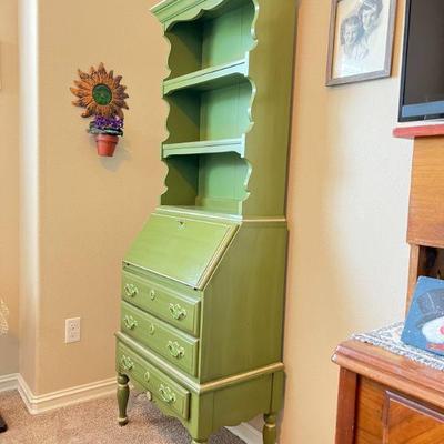 Sweet Green Secretarty
26" wide 15" deep, and 70.5" tall 
$185.00