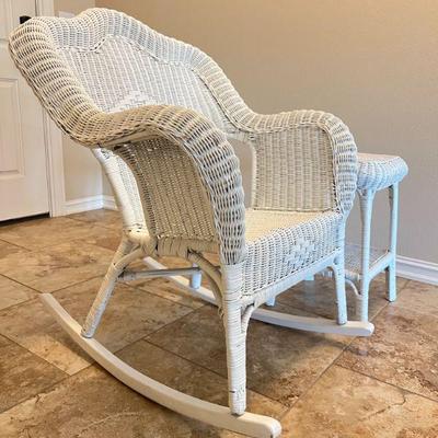 White Wicker Rocker $100
Side Table $40.00