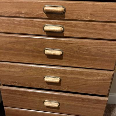 Five Drawer • Oak Finish • Dresser • 42”h x 30”w x 17”d • $69
