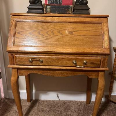 Golden Oak • Drop Leaf • Desk • 41.5”h x 32.5”w x 16.5”d • (28” open) • $120