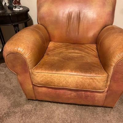 Leather Creations • Light Tobacco • Rolled Arm • Club Chair • 41”w • $195 