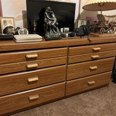 Oak Finish • Six Drawer • Dresser • 59”w c 30”h x 17”d • $75