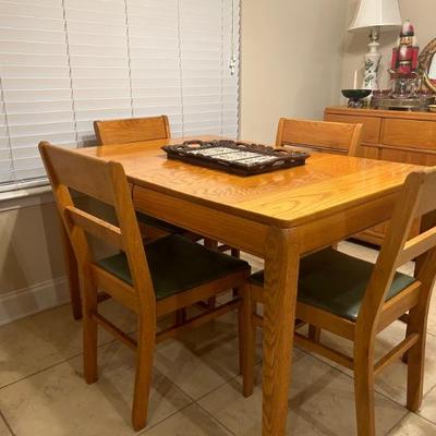 1980’s • Deco Inspired • Table •
w/Four Chairs • 48” x 34” • $129