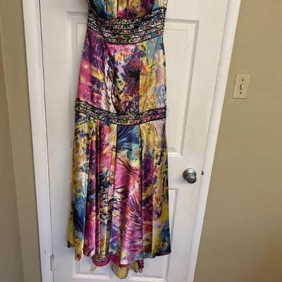 Watercolor Print • Strapless • Sleeveless • Maxi • by Tony Bowls • $165