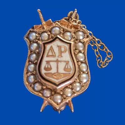 Vintage 10K and Pearls Delta Rho pin. For sale on Ebay. See sale description for link.