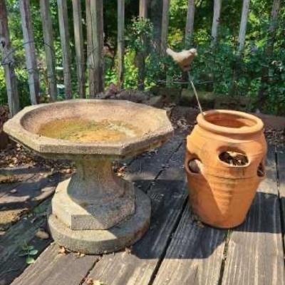 Bird bath & strawberry pot