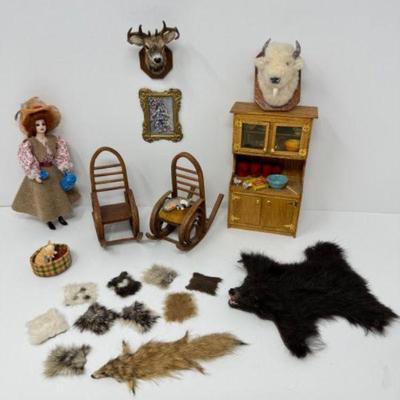 Handcrafted Miniature Dollhouse, Furniture, Animal Rugs & Taxidermy	