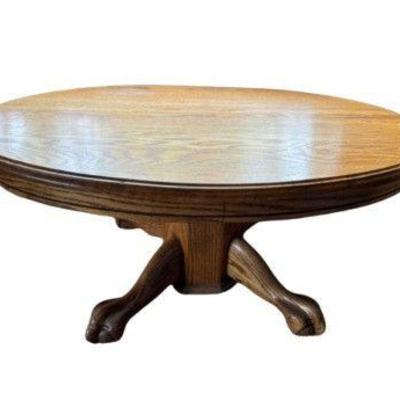 Petite Oak Coffee Table w/ Claw Foot Base	