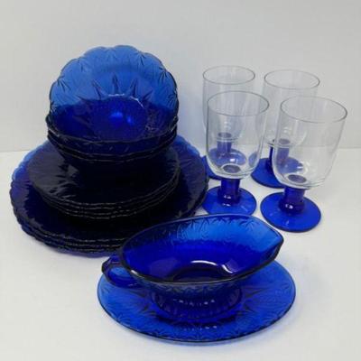 Vintage Cobalt Glass Tableware Collection	