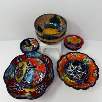 Vibrant Mexican Pottery Bowls & Dipping Dishes in Various sizes	