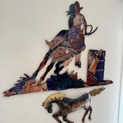 Laser Cut Steel Cowboy Roping Wall Sculpture	