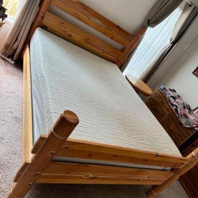 Rustic Pine Log Cabin Style Bed Frame	