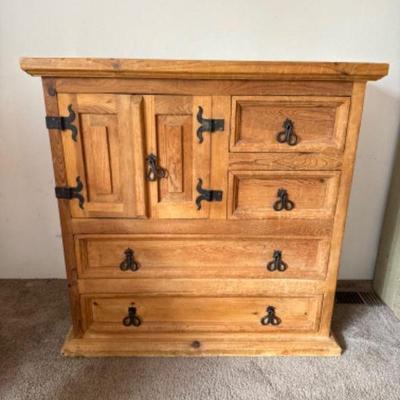 Petite Solid Wood Storage Cabinet w/ Rustic Hardware	
