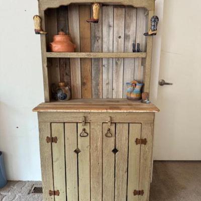 Multi-Functional Barneood Hutch w/ Open Shelving & Storage	