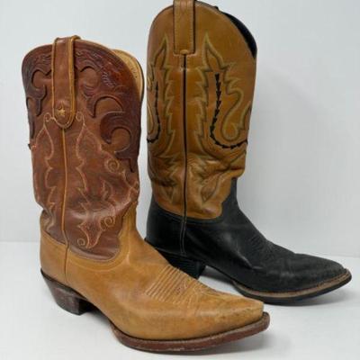 Two Pairs of Designer Cowgirl Boots: Justin & Tony Lama - Size 7	