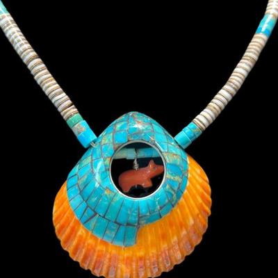 Santo Domingo Pueblo Inlaid Shell Necklace