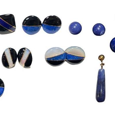 Collection Lapis, Sodalite, Onyx, and Mother of Pearl Earrings