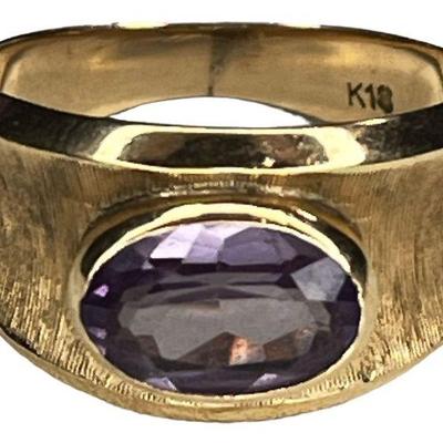 18k Gold and Amethyst Ring, Vintage