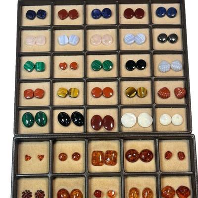 Large Collection 14k Gold and Semi Precious Stone Earrings