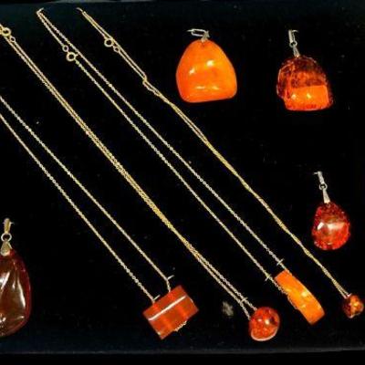 Collection Vintage Amber Pendant and Necklaces