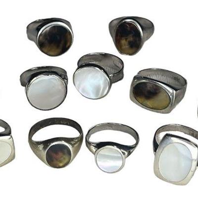 Collection Silver, Mother of Pearl, and Tortoiseshell Rings
