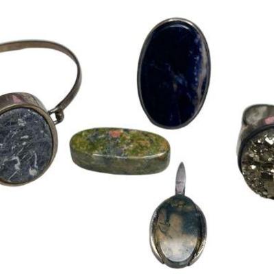 Collection Vintage Silver, Sterling Silver, and Stone Jewelry