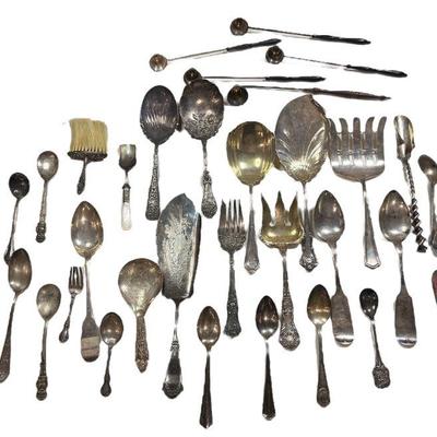 Collection Victorian & 20th C.Sterling Silver & Silverplate Cutlery, Candle Snuffers & Flatware
