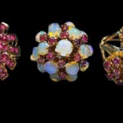 Five 10k Gold and Gemstone Rings